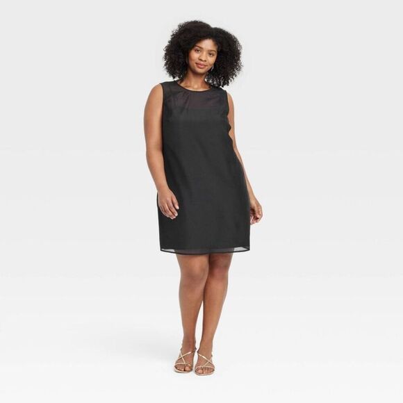 A New Day Dresses & Skirts - A New Day - Women's Sheer Organza Mini Shift Dress - A New Day Black